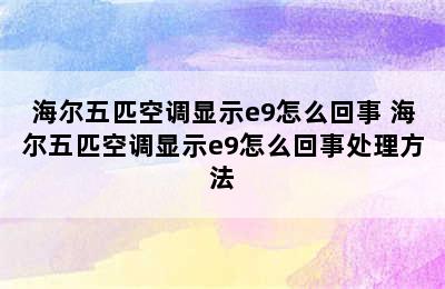 海尔五匹空调显示e9怎么回事 海尔五匹空调显示e9怎么回事处理方法